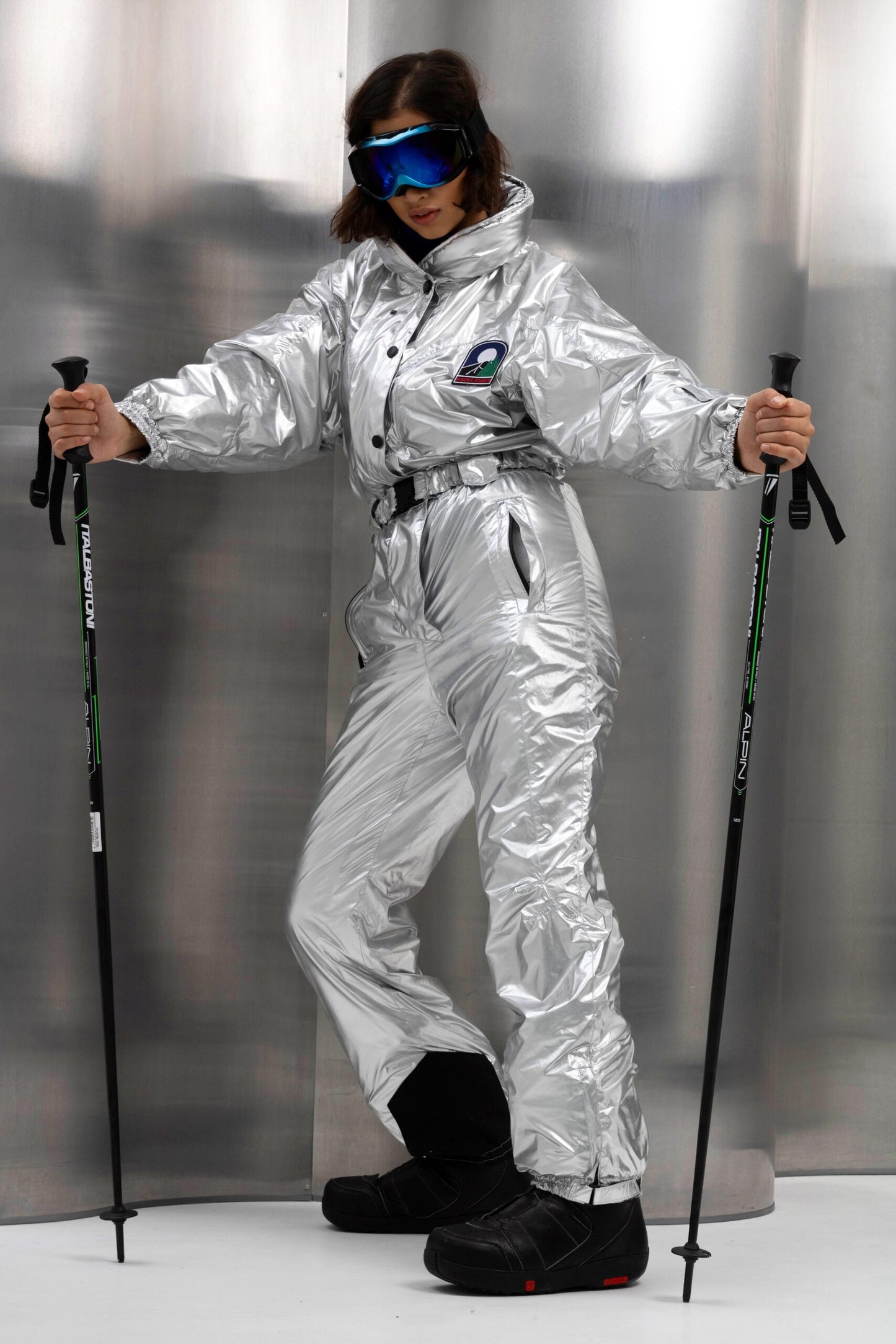 Women’s Metallic Winter Ski Jumpsuit | Waterproof Ski & Snowboard Suit