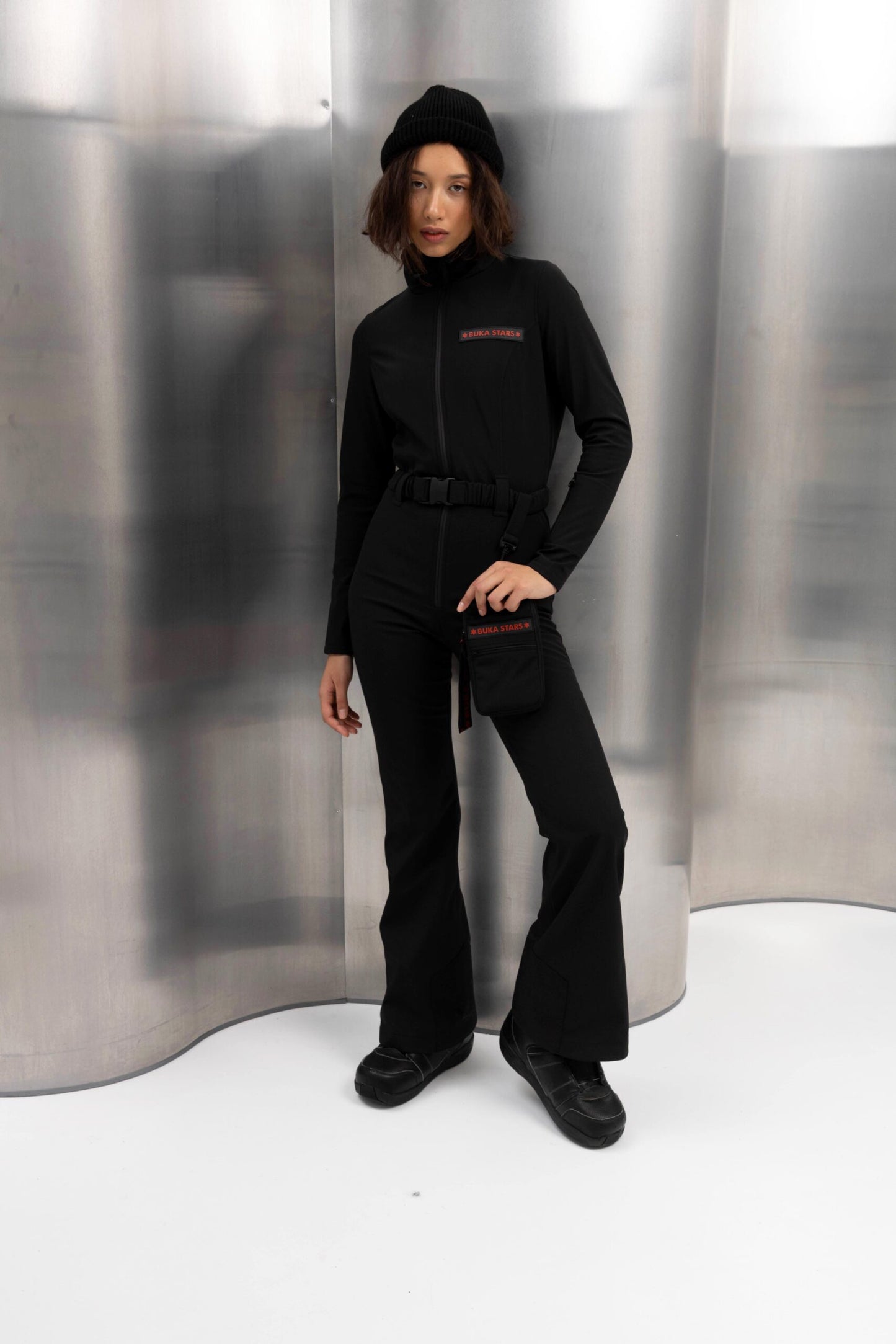 Women’s Black Softshell Winter Ski Jumpsuit | Waterproof Ski & Snowboard Suit
